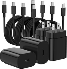 4 Pack 25W USB-C Fast Charger Block for Samsung Galaxy S25/S24, 6ft+10ft Cables