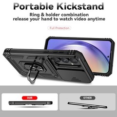 Samsung Galaxy A55 5G Case with Slide Camera Cover & HD Screen Protector, Milita