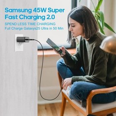 45W USB-C Fast Charger Wall Adapter for Samsung Galaxy S26/S25/S24
