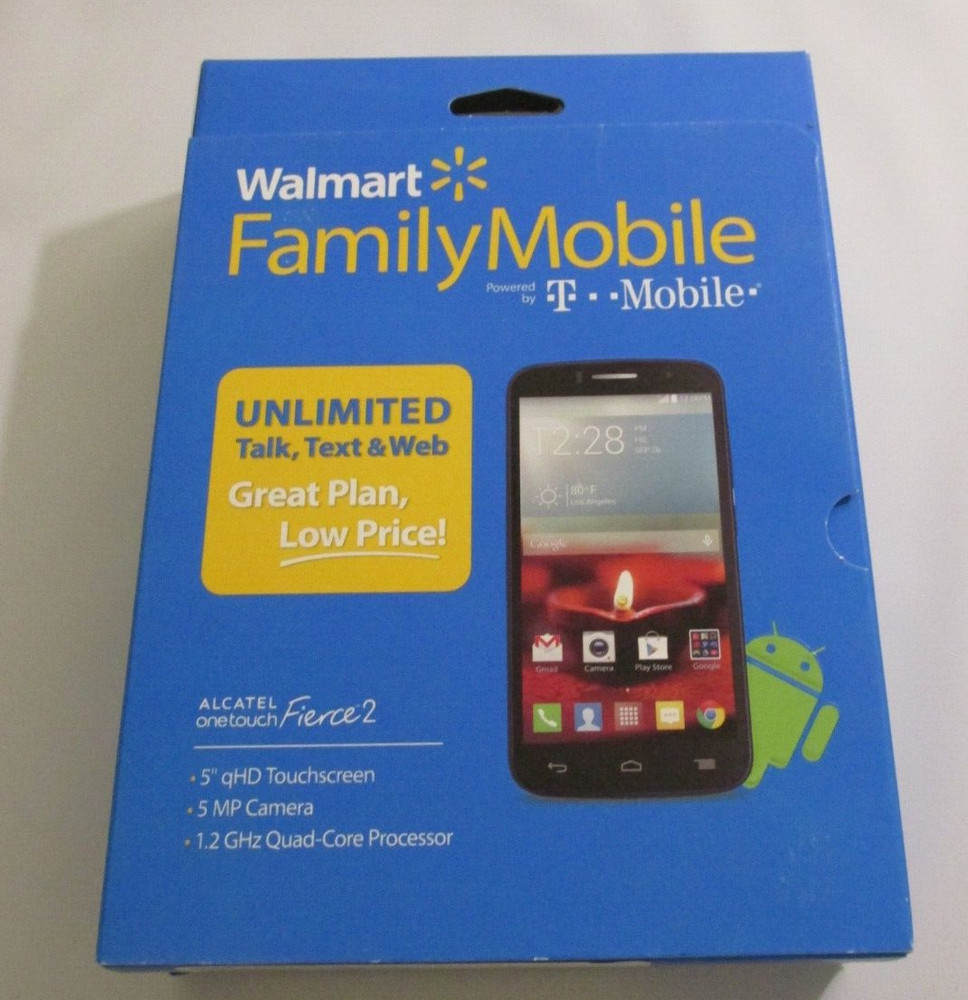 Brand New Factory Sealed Walmart Family Mobile Alcatel One Touch Fierce 2, Phone