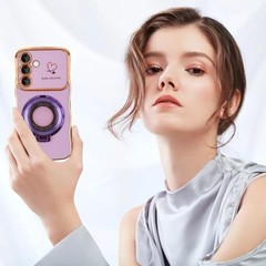 Purple Galaxy S25 FE Case with Kickstand, Protective Cover for S25 FE 5G 2025 Wo