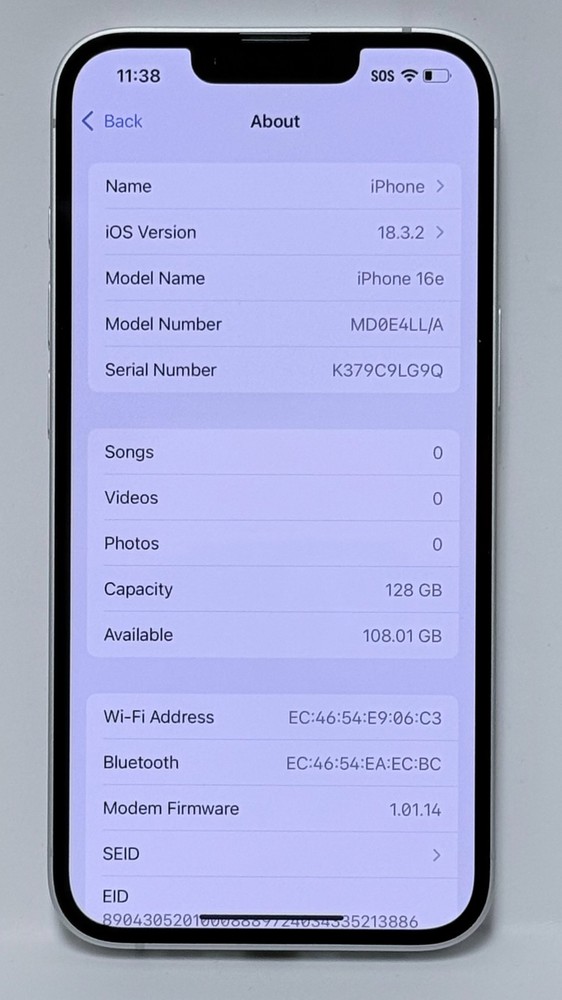 Apple iPhone 16e 5G 128GB eSIM MD0E4LL/A- Carrier Lock