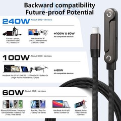 240W Fast Charger Adapter for Phone with 5FT Type-C Cable