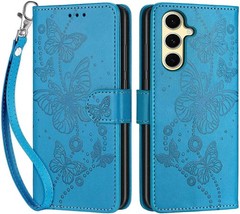 1. For Samsung Galaxy S24 FE Wallet Case, Blue Butterfly, Flip Folio Cover 2.