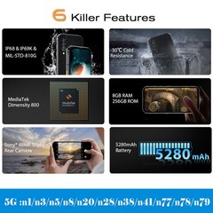 Unlock 5G Blackview BL6000 Pro Rugged Smartphone Android 13 Waterproof Octa Core