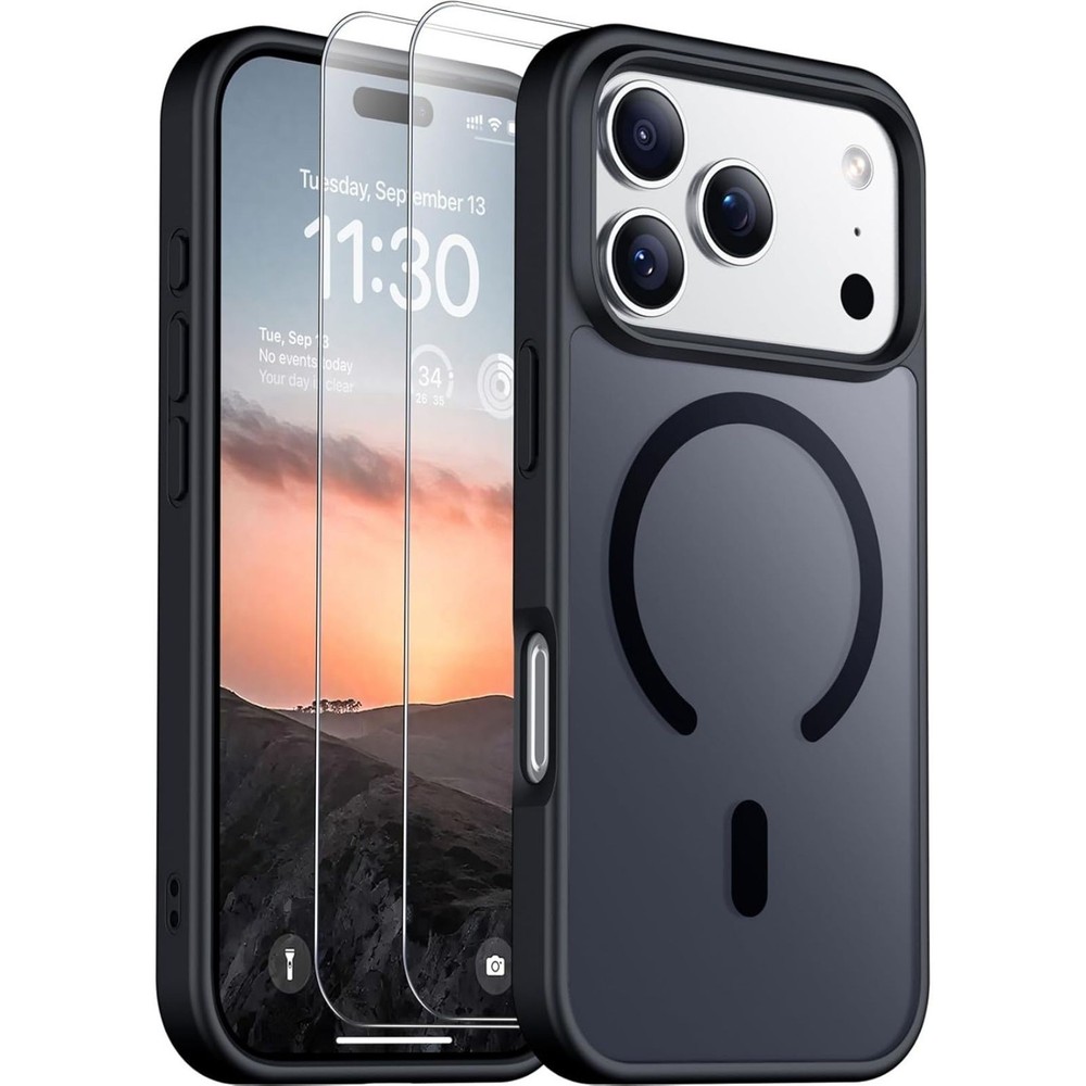 Translucent Matte Case for iPhone 17 Pro Max + 2PCS Tempered Glass Screen Protec