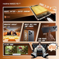 realme NARZO 90 5G ( Gold,8GB+128GB)MediaTek Dimensity 6400 Max Global Version