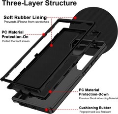 Rugged 3-Layer Shockproof Case for Samsung Galaxy S24 Ultra, Heavy Duty Protecti