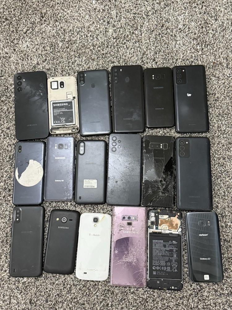 Lot of 18 Samsung Smartphones – For Parts or Repair – Mixed Models, As-Is
