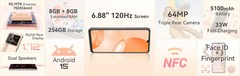 CUBOT X100 GSM Factory Unlocked 256GB ROM/8GB RAM Android Cell Phone BK