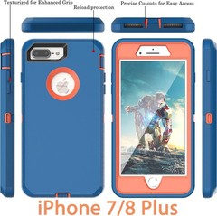 For iPhone 8 Plus/7 Plus Case Built-in Screen Protector Three Layer Heavy Duty