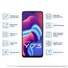 Vivo Y73 Factory Unlocked Dual SIM 8GB RAM 128GB Storage AMOLED Display- BLACK