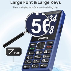 4G LTE Mobile Dual SIM Big Button Phone SOS Keyboard Torch Global UNIWA V2000