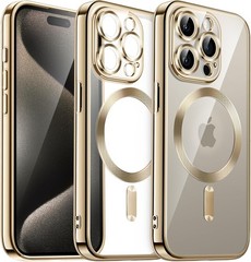 Magnetic Case for iPhone 15 Pro Max 6.7-Inch, Shockproof Electroplated TPU Cover