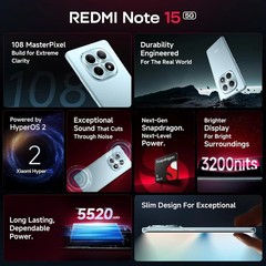 REDMI Note 15 5G (Black, 8GB RAM 128GB Storage) Snapdragon 6 Gen Global Version