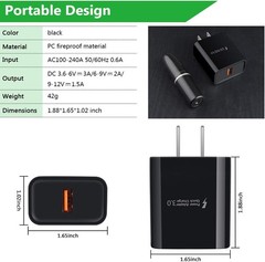 18W USB Charger 3A Quick Charge 3.0 Wall Plug AC Power Adapter Fast Charging Blo