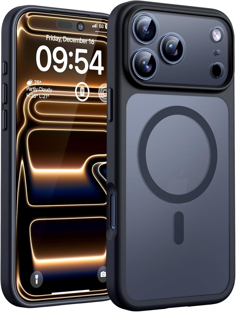 iPhone 17 Pro Max Phone Case, Full Camera Protection, Translucent Matte (Black)