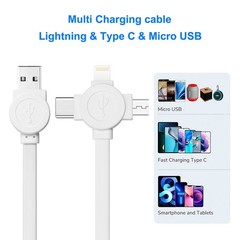 2 Pack Multi Fast Charging Cord for iPhone Series, Galaxy Series