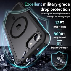 Magnetic for iPhone 17e Case & iPhone 16e Case, Heavy Duty Protection 6.1”-Blac