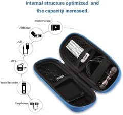 EVA Zipper Carrying Hard Case Cover for Digital Voice Recorders, MP3 Players, Bl
