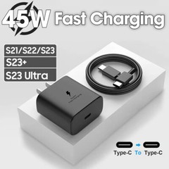 ⚡45W USB-C Super Fast Wall Charger Type C Charging Cable Fit Samsung S21/S22/S23