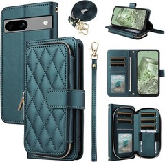 Wallet Case for Google Pixel 6A 5G 2022 with Detachable Wrist Strap, Green