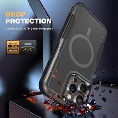 Shockproof Heavy Duty Case for iPhone 16 Pro Max, Black, with Privacy Screen Pro