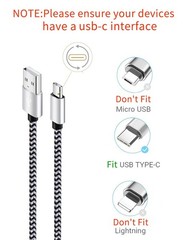 5-Pack 6Ft USB Type-C Fast Charging Cable 3A for Samsung S10e, Note 9, A Series
