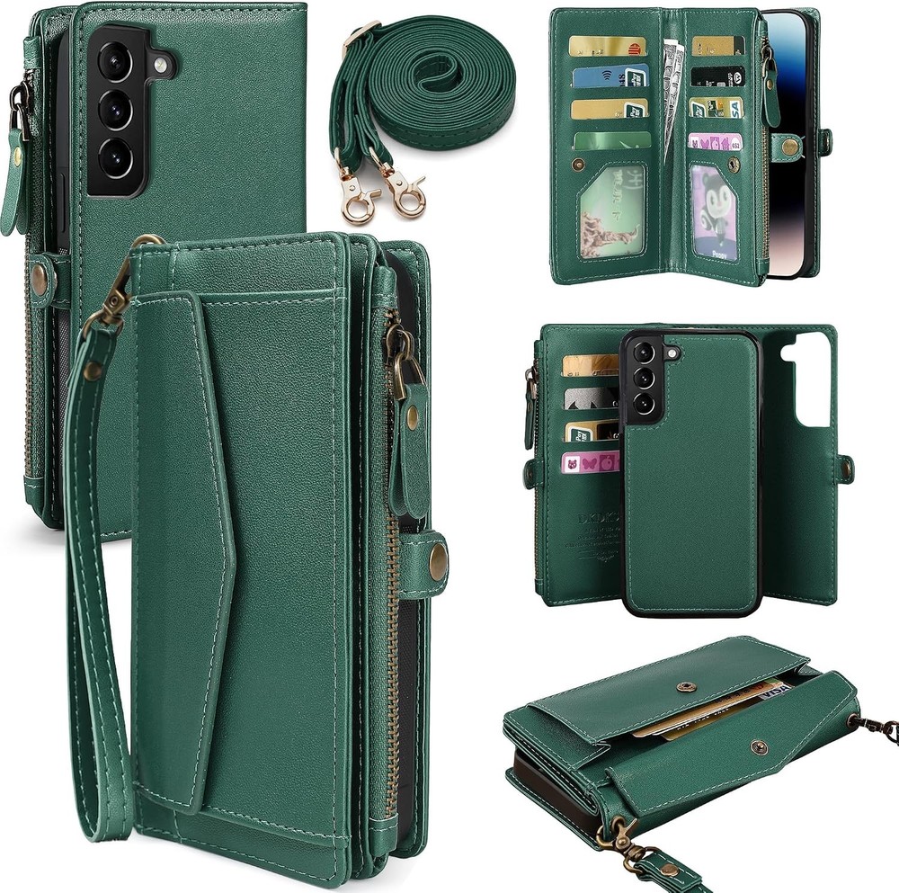Samsung Galaxy A55 5G Wallet Case for Women, RFID Blocking Card Holder, Blackish