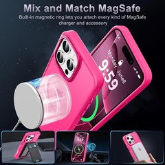 Slim Translucent Matte iPhone 16 Pro Max Case, Hot Pink, Magnetic, 13 FT Drop Pr
