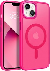 Hot Pink Matte Magnetic Phone Case for iPhone 13 & 14, Translucent Design