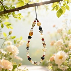 2 Pcs Phone Charm Strap Universal Hand Phone Wrist Strap Lanyard Pearl Beaded Ch