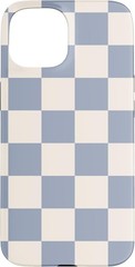 Light Blue-Gray and Creamy Checkered Checkerboard Pattern Case for iPhone 15 Pro