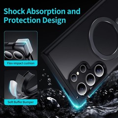 360° Rotatable Magnetic Ring Stand Case for Samsung Galaxy S24 Ultra, Black