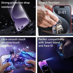 2PCS Anti Blue Light Matte Screen Protector for iPhone 16 Plus 6.7 Inch Auto Dus