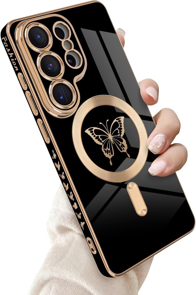Samsung Galaxy S26 Ultra 5G Magnetic Case, Cute Butterfly Luxury Plating Edge Ca