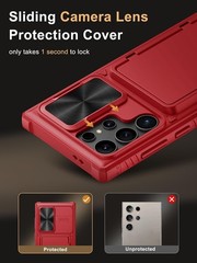 Case Wallet & Slide Camera Cover for Samsung Galaxy S23 Ultra 6.8″ Military Grad