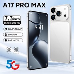 A17 Pro Max Unlocked Phone 5G, 16GB+1TB Dual SIM Cell Phone，7.3″ HD Display