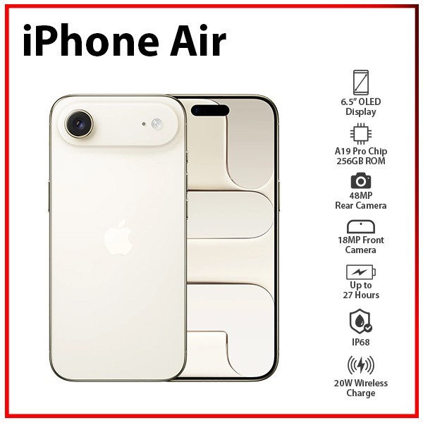 (New) Apple iPhone Air 5G 12GB+256GB GOLD Dual SIM Unlocked iOS Mobile Phone