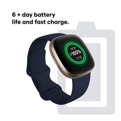 Fitbit Versa 3 Health & Fitness Smartwatch with GPS Midnight Blue/Gold, One Size