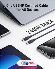 240W Type-C Fast Charger for iPhone 17 Series, MacBook Pro 2020, 3FT