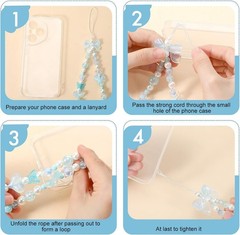 Cute Blue Phone Charm, Butterfly Heart Bow Shape Cellphone Case Charm Strap Aest