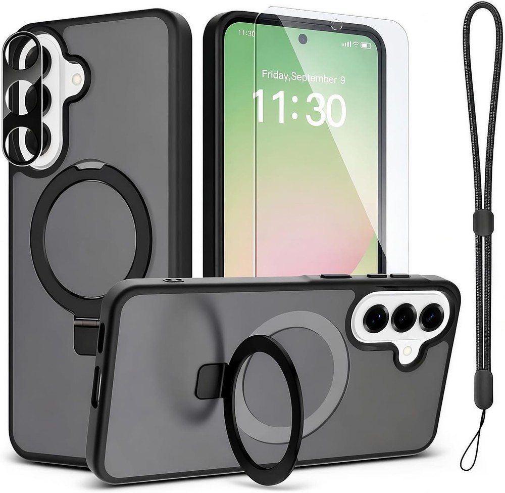 Case for Samsung Galaxy A57 5G, Translucent Magnetic Car Mount with Kickstand
