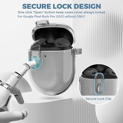 Clip Lock Case for Google Pixel Bud Pro & Pixel Buds Pros 2 Clear Soft TPU Cover