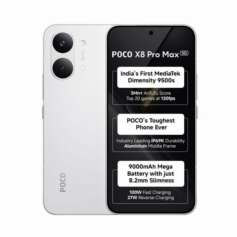 POCO X8 Pro Max (White, 256 GB 12GB RAM) 6.83″ Dimensity 9500s Global Version.