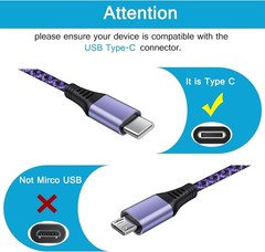 2 Pack 3.1A USB Type-C Fast Charger for Samsung Galaxy S24/S26 Ultra 6FT