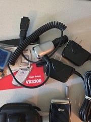 Lot Of 2 LG Verizon Flip Mobil Cell Phone VX3300 Blue Stripes & VX3400 – Working
