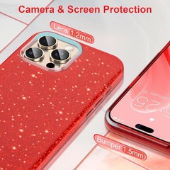 iPhone 16 Pro Max Case, Glitter Bling 3-Layer Shockproof Anti-Scratch Cover 6.9′