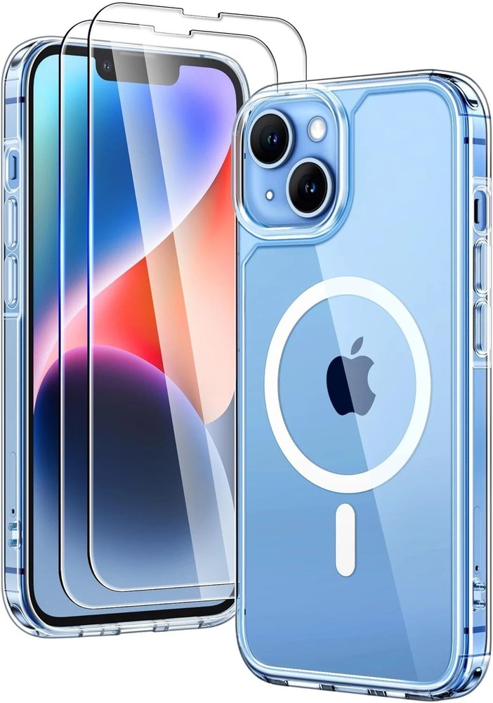 iPhone 14 Plus Case, Shockproof Slim Magnetic Case with Screen Protectors, Clear