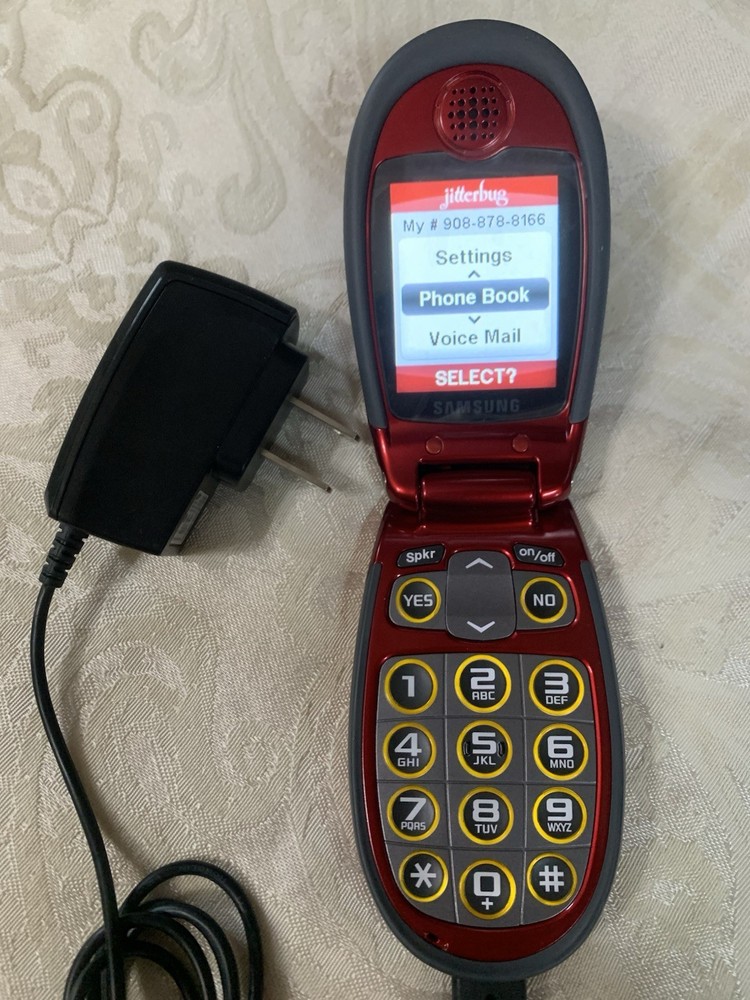 Samsung Jitterbug J SPH-A310 – Red Cellular Flip Phone READ